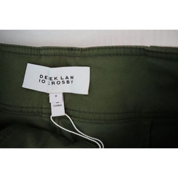 Derek Lam 10 Crosby Women's Sz 0 Fatigue Green Monterey Belted Shorts - Picture 3 of 12